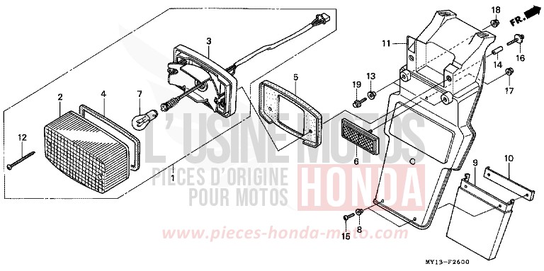 HECKLEUCHTE von Africa Twin 750 SHINE SILVER METALLIC (NH232) von 1993